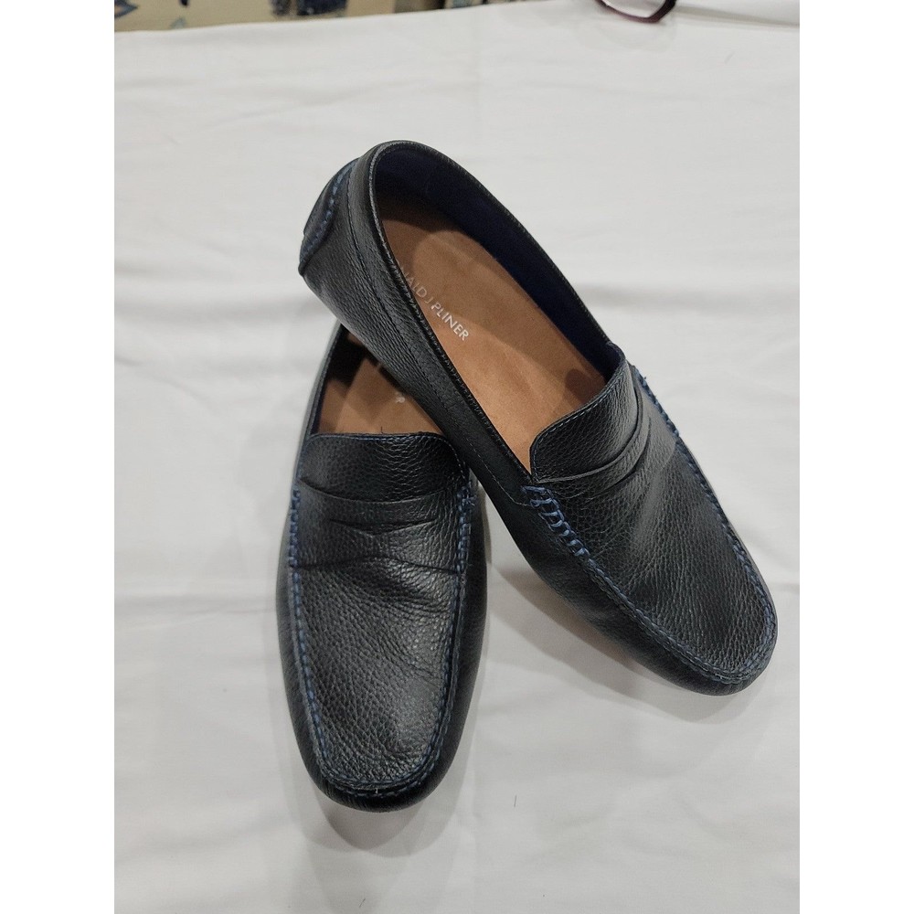 Donald J Pliner Vinco 3 Leather Driving Loafer Black Size 10